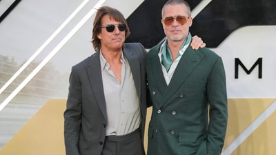 Cast member Brad Pitt and actor Tom Cruise attend the "F1: The Movie" European premiere in London, Britain, June 23, 2025 (REUTERS)