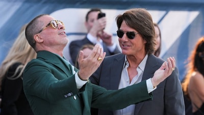 Cast member Brad Pitt and actor Tom Cruise attend the "F1: The Movie" European premiere in London, Britain, June 23, 2025.&nbsp; (REUTERS)