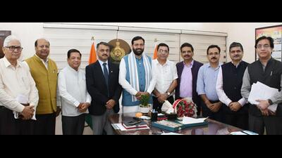 Haryana chief minister Nayab Singh Saini with vice chancellors of state universities in Chandigarh on Monday. (Sourced) Haryana chief minister Nayab Singh Saini with vice chancellors of state universities in Chandigarh on Monday. (Sourced)