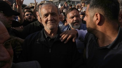 The US on Saturday attacked three Iranian nuclear sites, Fordow, Isfahan ,and Natanz. Protests erupted across the world against the attacks in various countrires. Iranian President Masoud Pezeshkian attended one such protest in Tehran, Iran, on Sunday, June 22, 2025. (AP) The US on Saturday attacked three Iranian nuclear sites, Fordow, Isfahan ,and Natanz. Protests erupted across the world against the attacks in various countrires. Iranian President Masoud Pezeshkian attended one such protest in Tehran, Iran, on Sunday, June 22, 2025. (AP)