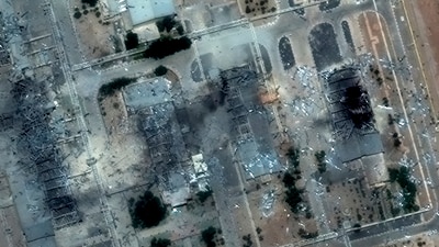 This satellite image provided by Maxar Technologies shows a close view of the Isfahan nuclear technology in Iran after US strikes. (Source: AP) (Maxar Technologies via AP)