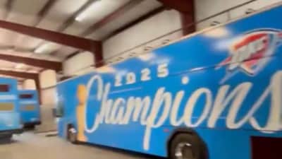 Oklahoma City Thunder parade buses ready after Game 7 win (X)