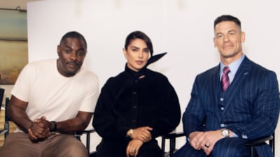 Priyanka Chopra promoting Heads of State with Idris Elba and John Cena. Priyanka Chopra promoting Heads of State with Idris Elba and John Cena.