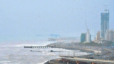 Situated 120 metres into the Arabian Sea, opposite Worli Dairy, the jetty was originally built as a temporary structure during the construction of the first phase of the Mumbai Coastal Road. (Bhushan Koyande/HT Photo) Situated 120 metres into the Arabian Sea, opposite Worli Dairy, the jetty was originally built as a temporary structure during the construction of the first phase of the Mumbai Coastal Road. (Bhushan Koyande/HT Photo)