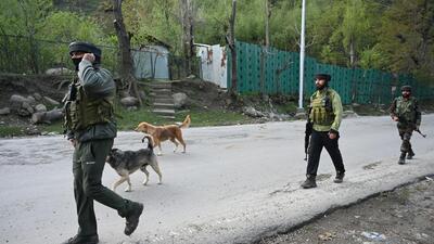 Soldiers patrol near Pahalgam in Anantnag, south of Srinagar on 23 April (HT File Photo/Waseem Andrabi) Soldiers patrol near Pahalgam in Anantnag, south of Srinagar on 23 April (HT File Photo/Waseem Andrabi)
