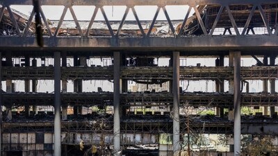 This picture shows the destroyed building of the Islamic Republic of Iran Broadcasting (IRIB) after it was hit a few days earlier in an Israeli strike, in Tehran. (AFP)