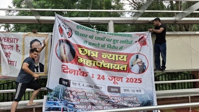 The scheduled talks between the Haryana government’s four-member panel and the protesting students of Chaudhary Charan Singh Haryana Agricultural University (CCSHAU), Hisar, failed to take place on Monday as students refused to engage in any dialogue unless the state first removed vice-chancellor BR Kamboj from his post. (HT File) The scheduled talks between the Haryana government’s four-member panel and the protesting students of Chaudhary Charan Singh Haryana Agricultural University (CCSHAU), Hisar, failed to take place on Monday as students refused to engage in any dialogue unless the state first removed vice-chancellor BR Kamboj from his post. (HT File)