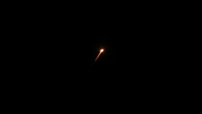 An interceptor missile is seen in the sky after Iran's armed forces say they targeted The Al-Udeid base in a missile attack, in Qatar, June 23, 2025. (REUTERS)