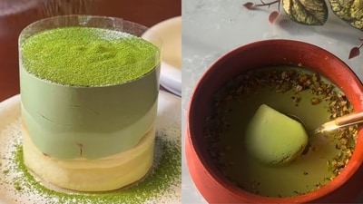 Matcha malai parfait and matcha mishti doi Matcha malai parfait and matcha mishti doi