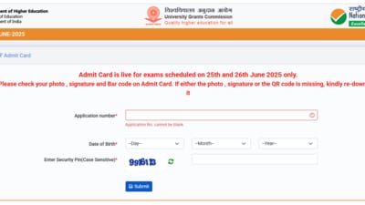 UGC NET Admit Card 2025 for June 26 exam released at ugcnet.nta.ac.in (Official website, screenshot)