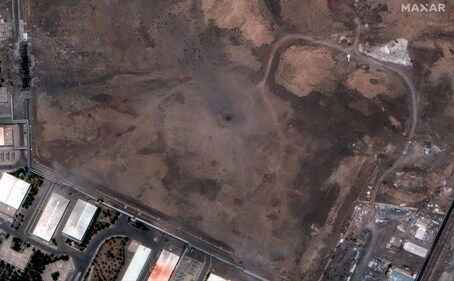 Satellite image shows a close up of a crater over the underground facility of Natanz Enrichment Facility, after it was hit by U.S. airstrikes. (Source: Reuters) (via REUTERS)