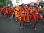 Kanwar Yatra is an annual pilgrimage of Lord Shiva's devotees who fetch holy waters of River Ganga during the auspicious Hindu month of Shravan.
Kanwar Yatra is an annual pilgrimage of Lord Shiva's devotees who fetch holy waters of River Ganga during the auspicious Hindu month of Shravan.