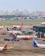 Flights parked on the runway at Chhatrapati Shivaji Maharaj International Airport, in Mumbai on June 13 (PTI)