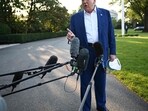 US President Donald Trump speaking with reporters at the South Lawn of the White House in Washington, DC. US President Donald Trump speaking with reporters at the South Lawn of the White House in Washington, DC.