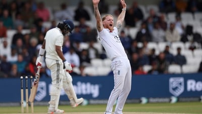 Ben Stokes appeals against KL Rahul. It was not give, as Rahul went on to score 137 in the innings. (AP) Ben Stokes appeals against KL Rahul. It was not give, as Rahul went on to score 137 in the innings. (AP)