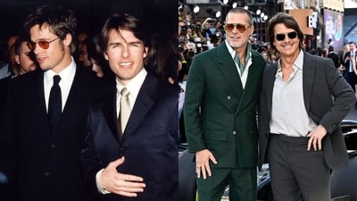 Brad Pitt and Tom Cruise photographed in 1998; The actors reunite for the F1 London premiere (Photos: X) Brad Pitt and Tom Cruise photographed in 1998; The actors reunite for the F1 London premiere (Photos: X)