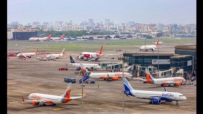 Flights parked on the runway at Chhatrapati Shivaji Maharaj International Airport, in Mumbai on June 13 (PTI) Flights parked on the runway at Chhatrapati Shivaji Maharaj International Airport, in Mumbai on June 13 (PTI)