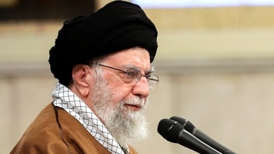 This handout picture released by the office of Iran's Supreme Leader Ayatollah Ali Khamenei shows him speaking to members of Iran's air force in Tehran on February 7, 2025. (AFP) This handout picture released by the office of Iran's Supreme Leader Ayatollah Ali Khamenei shows him speaking to members of Iran's air force in Tehran on February 7, 2025. (AFP)