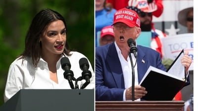 Trump attacked Rep. Alexandria Ocasio-Cortez's (D-NY) intelligence levels and challenged her to carry out her impeachment threat. He made the post while travelling on Air Force One for the NATO meeting in the Netherlands. Trump attacked Rep. Alexandria Ocasio-Cortez's (D-NY) intelligence levels and challenged her to carry out her impeachment threat. He made the post while travelling on Air Force One for the NATO meeting in the Netherlands.