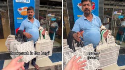 Throughout the video, the vlogger repeatedly calls the vendor a scammer. (Instagram/@nativety) Throughout the video, the vlogger repeatedly calls the vendor a scammer. (Instagram/@nativety)