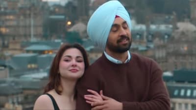 Hania Aamir and Diljit Dosanjh in a still from Sardaar Ji 3. Hania Aamir and Diljit Dosanjh in a still from Sardaar Ji 3.