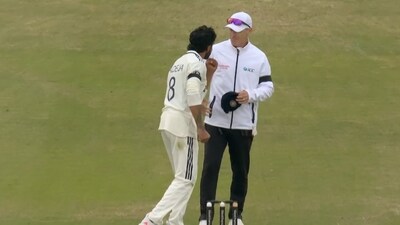 Ravindra Jadeja celebrates in front of the umpire Ravindra Jadeja celebrates in front of the umpire