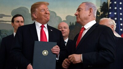 In this March 25, 2019 file photo, President Donald Trump is seen with Israeli Prime Minister Benjamin Netanyahu (AP)