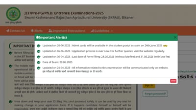 Rajasthan JET admit card 2025 today at jetskrau2025.com (Official website, screenshot) Rajasthan JET admit card 2025 today at jetskrau2025.com (Official website, screenshot)