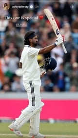 Athiya beamed with pride at KL Rahul's performance.