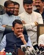 Mumbai, Nov 23 (ANI): Maharashtra Chief Minister Eknath Shinde with Deputy CMs Ajit Pawar and Devendra Fadnavis address a press conference as the Mahayuti is set to form the government in the state, at Varsha Bungalow in Mumbai on Saturday. (ANI Photo) (Deepak Salvi)