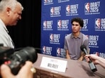 Will Riley speaks during a Media Availability session prior to the 2025 NBA Draft Will Riley speaks during a Media Availability session prior to the 2025 NBA Draft