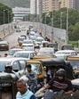 The eastern-end of the bridge that links up with the EEH is located close to a junction with too many intersecting roads and without a traffic signal (Raju Shinde/ HT Photo)