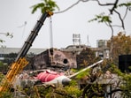 Ahmedabad: A crane being used to clear the debris of the crashed Air India plane, in Ahmedabad, Saturday, June 14, 2025. Ahmedabad: A crane being used to clear the debris of the crashed Air India plane, in Ahmedabad, Saturday, June 14, 2025.