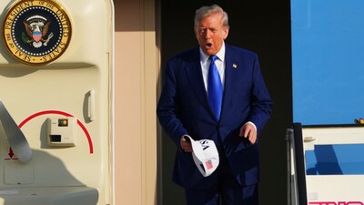President Donald Trump arrives at Amsterdam Schiphol Airport ahead of the NATO summit, taking place in The Hague, Netherlands, Tuesday, June 24, 2025. (AP Photo/Peter Dejong) (AP) President Donald Trump arrives at Amsterdam Schiphol Airport ahead of the NATO summit, taking place in The Hague, Netherlands, Tuesday, June 24, 2025. (AP Photo/Peter Dejong) (AP)