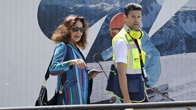 Fashion designer Diane Von Furstenberg arrives at Venice Marco Polo airport on June 24, 2026. Celebrities in superyachts sail into Venice this week for the three-day wedding party of Amazon tycoon Jeff Bezos and Lauren Sanchez, despite irate locals who say the UNESCO city is no billionaire's playground. The tech magnate and journalist have reportedly invited about 200 guests to their multi-million dollar nuptials in the Italian city, which are expected to kick off on June 26 and end Saturday with a ceremony at a secret location. (Photo by ANDREA PATTARO / AFP) (AFP) Fashion designer Diane Von Furstenberg arrives at Venice Marco Polo airport on June 24, 2026. Celebrities in superyachts sail into Venice this week for the three-day wedding party of Amazon tycoon Jeff Bezos and Lauren Sanchez, despite irate locals who say the UNESCO city is no billionaire's playground. The tech magnate and journalist have reportedly invited about 200 guests to their multi-million dollar nuptials in the Italian city, which are expected to kick off on June 26 and end Saturday with a ceremony at a secret location. (Photo by ANDREA PATTARO / AFP) (AFP)
