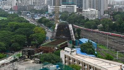 Mumbai, India. June 24, 2025: View of under-construction Mahalaxmi Cable bridge. Mumbai, India. June 24, 2025. (Photo by Raju Shinde/HT Photo) (RAju Shinde) Mumbai, India. June 24, 2025: View of under-construction Mahalaxmi Cable bridge. Mumbai, India. June 24, 2025. (Photo by Raju Shinde/HT Photo) (RAju Shinde)