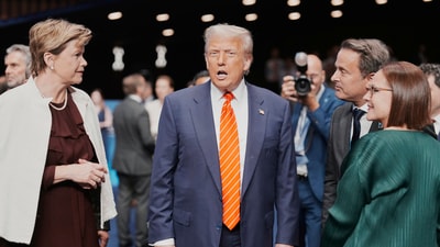 President Donald Trump arrives for a plenary session at the NATO summit in The Hague, Netherlands, Wednesday, June 25, 2025. (AP Photo/Markus Schreiber) (AP) President Donald Trump arrives for a plenary session at the NATO summit in The Hague, Netherlands, Wednesday, June 25, 2025. (AP Photo/Markus Schreiber) (AP)