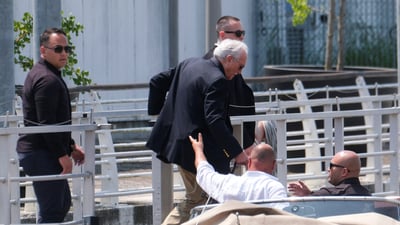 Miguel Bezos, adoptive father of Jeff Bezos, embarks a boat ahead of the expected wedding of Amazon founder Jeff Bezos and Lauren Sanchez, in Venice, Italy, June 25, 2025. REUTERS/Manuel Silvestri (REUTERS)