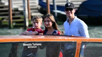Jared Kushner and two of his children stand on a taxi boat as they arrive at the St Regis Hotel ahead of the wedding of Amazon founder Jeff Bezos in Venice on June 24, 2026. (AFP) Jared Kushner and two of his children stand on a taxi boat as they arrive at the St Regis Hotel ahead of the wedding of Amazon founder Jeff Bezos in Venice on June 24, 2026. (AFP)