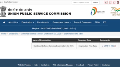 UPSC CDS II timetable 2025 is out at upsc.gov.in. The direct link to check the exam schedule is given here. UPSC CDS II timetable 2025 is out at upsc.gov.in. The direct link to check the exam schedule is given here.