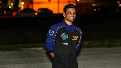 A Falcon 9 rocket carrying the Axiom-4 crew of four astronauts lifted off from Kennedy Space Center Launch Complex 39A on a mission to the International Space Station on Wednesday. In pic: India's Shubhanshu Shukla. (REUTERS)