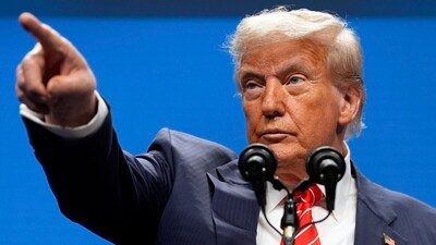 President Donald Trump points as he speaks during a media conference at the end of the NATO summit in The Hague, Netherlands, Wednesday, June 25, 2025. (AP) President Donald Trump points as he speaks during a media conference at the end of the NATO summit in The Hague, Netherlands, Wednesday, June 25, 2025. (AP)