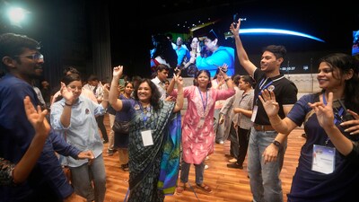 People celebrated the successful launch as they watched the live broadcast of Axiom 4 space mission, in Lucknow. (PTI) People celebrated the successful launch as they watched the live broadcast of Axiom 4 space mission, in Lucknow. (PTI)