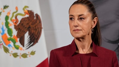 Mexican President Claudia Sheinbaum attends her morning press conference at the National Palace in Mexico City, April 2, 2025. (AP/File) Mexican President Claudia Sheinbaum attends her morning press conference at the National Palace in Mexico City, April 2, 2025. (AP/File)