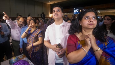 Family members of Indian astronaut Shubhanshu Shukla react as they watch the live broadcast of Axiom 4 mission, in Lucknow, Wednesday, June 25, 2025. (PTI) Family members of Indian astronaut Shubhanshu Shukla react as they watch the live broadcast of Axiom 4 mission, in Lucknow, Wednesday, June 25, 2025. (PTI)