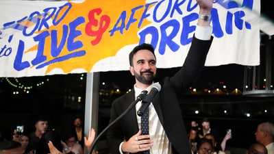 Zohran Mamdani gestures as he speaks during a watch party for his primary election, which includes his bid to become the Democratic candidate for New York City mayor in the upcoming November 2025 election, (REUTERS)