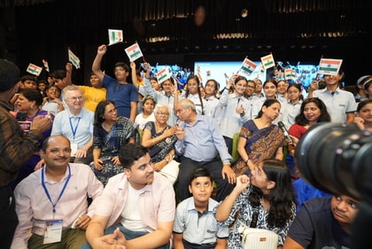 Group Captain Shubhanshu Shukla's parents at City Montessori School, Lucknow (Photo: HT)