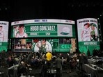 Hugo Gonzalez is drafted twenty-eighth overall by the Boston Celtics during the first round of the 2025 NBA Draft at Barclays Center on June 25, 2025 in the Brooklyn borough of New York City.