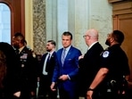 Pete Hegseth, US Secretary of Defence, centre, arrives for a briefing at the US Capitol in Washington, DC, US, on Thursday, June 26, 2025. Pete Hegseth, US Secretary of Defence, centre, arrives for a briefing at the US Capitol in Washington, DC, US, on Thursday, June 26, 2025.