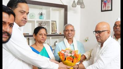 A delegation of UP Congress led by state president Ajai Rai on June 26 met family members of astronaut Shubhanshu Shukla, the first Indian ever to enter the International Space Station. (Sourced) A delegation of UP Congress led by state president Ajai Rai on June 26 met family members of astronaut Shubhanshu Shukla, the first Indian ever to enter the International Space Station. (Sourced)